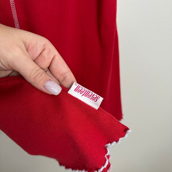 Seventeen red cotton blend a-line dress with ribbon back detail - Picture 6 of 6